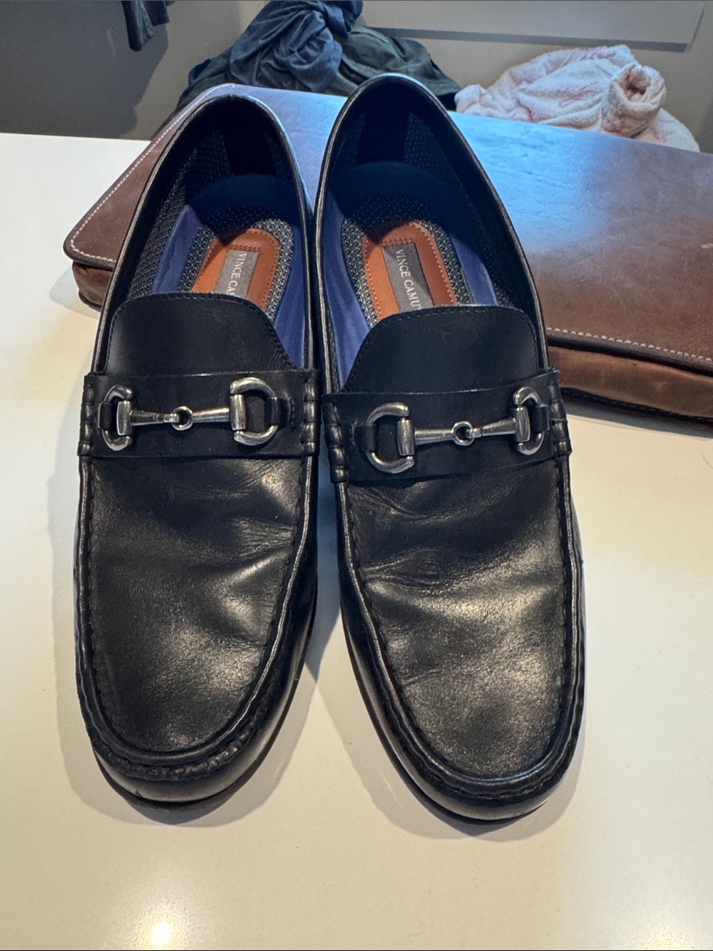 Vince Camuto Men’s Black Leather Bit Loafers – Size 13 – Excellent Condition